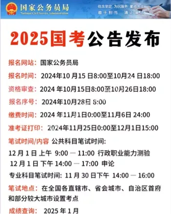 国考公告报名时间