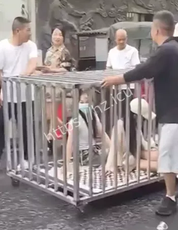 两女子被关狗笼游街